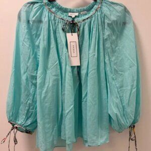 RHODE Jamie Top Aquamarine Blouse NWT